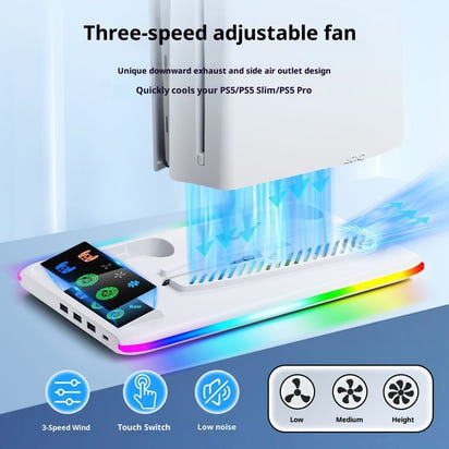 ROS PS5 Multi-Function Cooling Stand & Charging Dock (Slim/PRO Compatible)