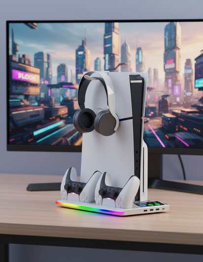 ROS PS5 Multi-Function Cooling Stand & Charging Dock (Slim/PRO Compatible)
