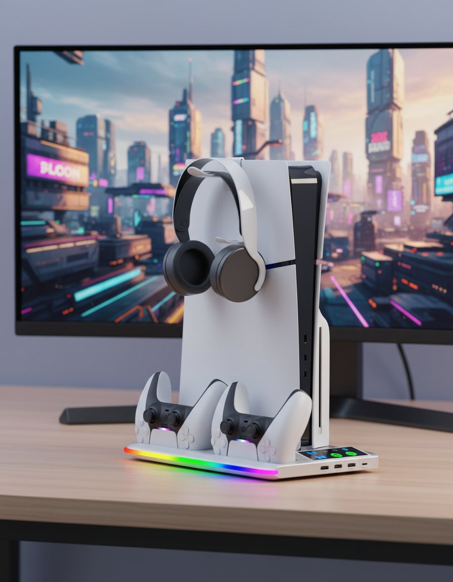 ROS PS5 Multi-Function Cooling Stand & Charging Dock (Slim/PRO Compatible)